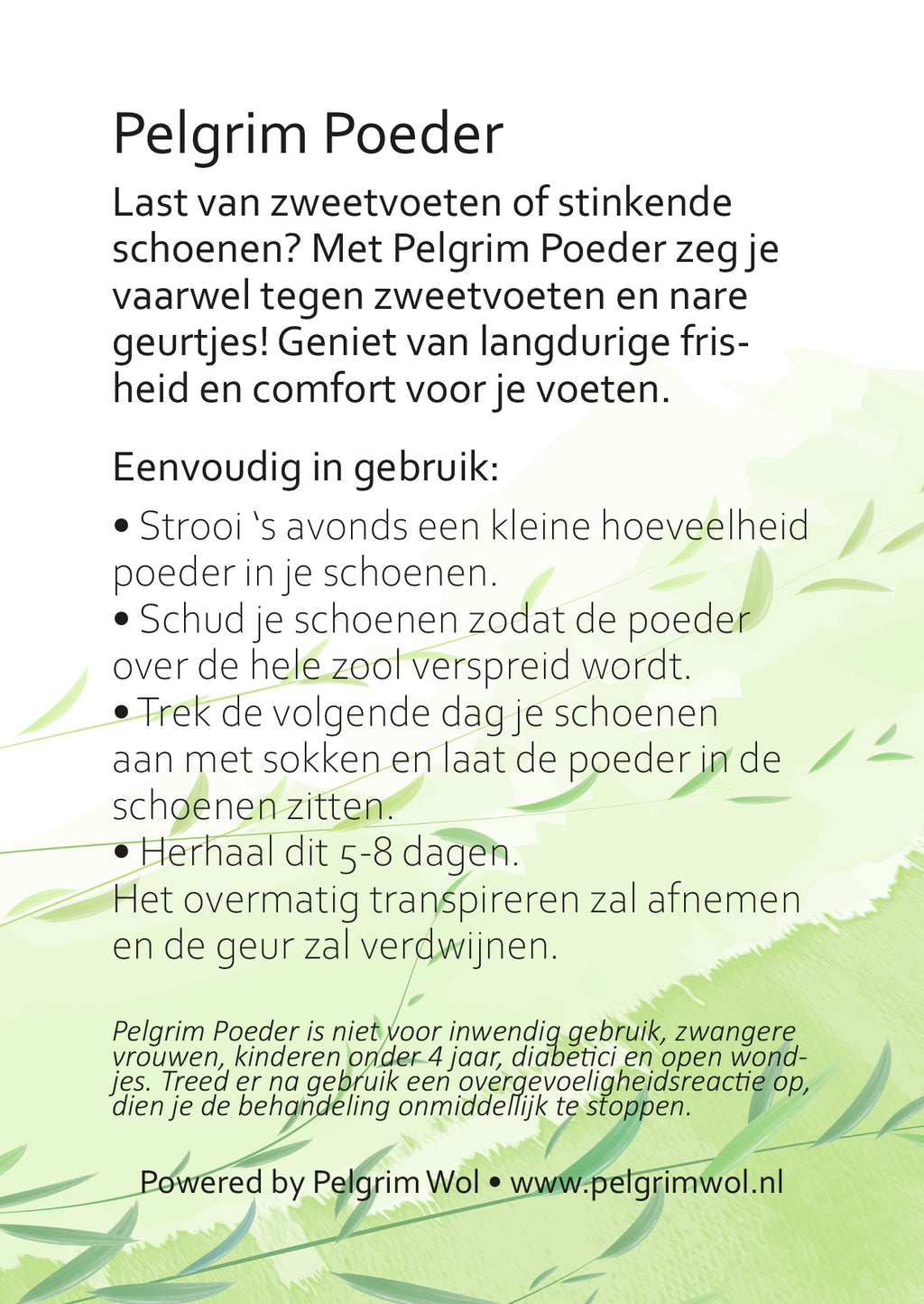 Pelgrim Poeder - Stop Zweetvoeten en Schoenen - 75 GRAM