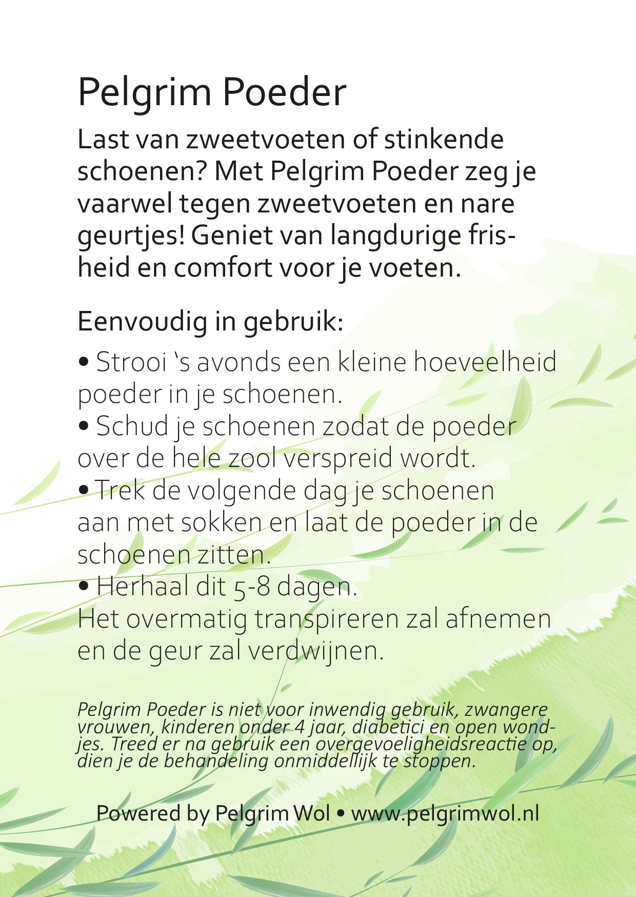 Pelgrim Poeder - Stop Zweetvoeten en Schoenen - 75 GRAM