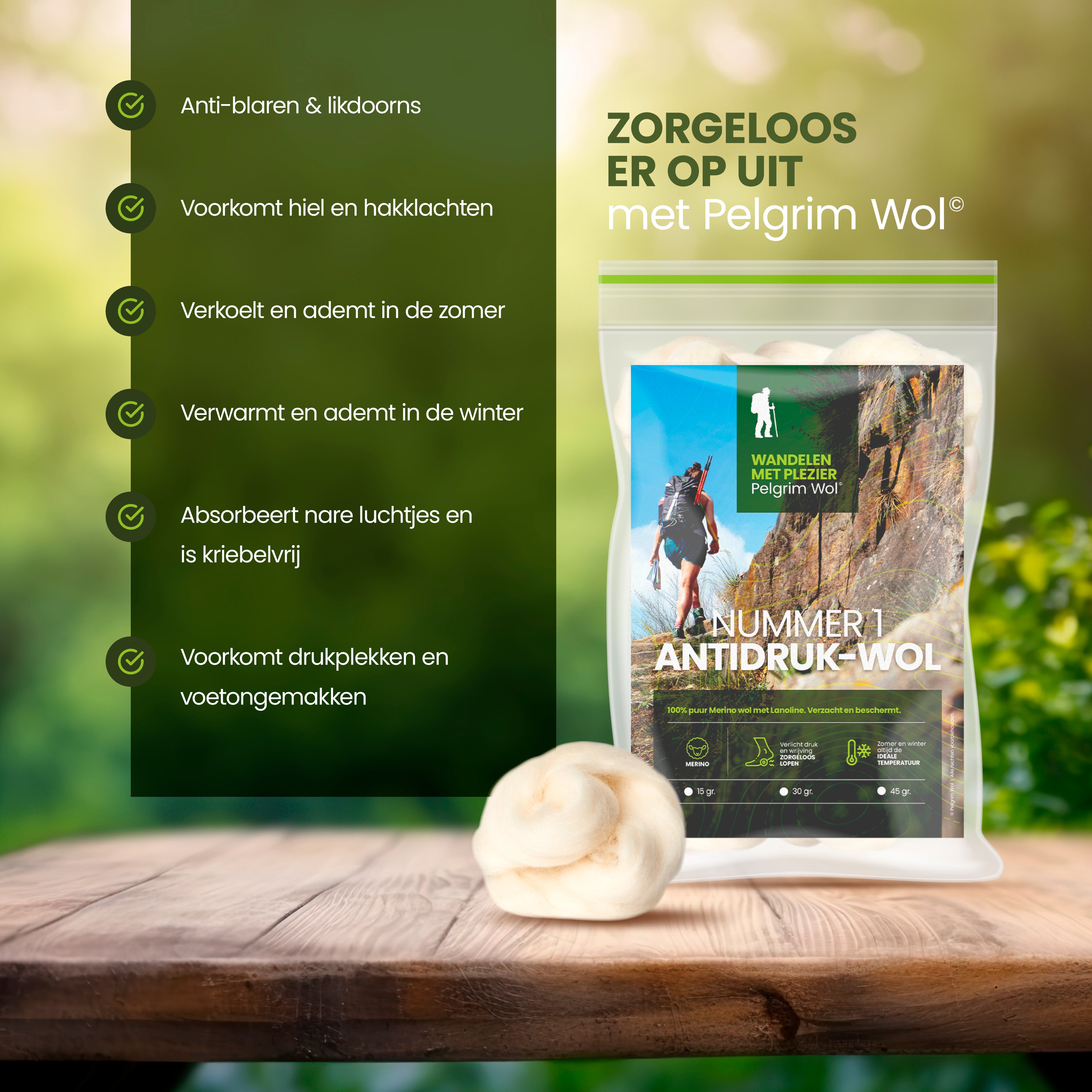Pelgrim Wol - Nummer 1 Antidruk Voetwol